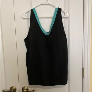 Swimsuits For All Black and Teal Tankini Top and Swim Skort